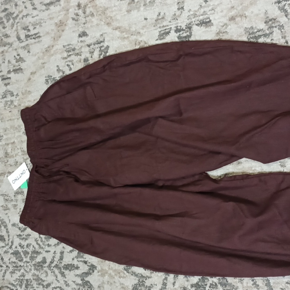 Onttno Men’s Brown Elastic Adjustable Crotch Pants Size S/M